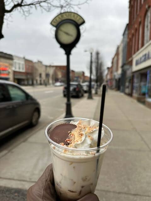 Social District downtown with beverages to go from various bars