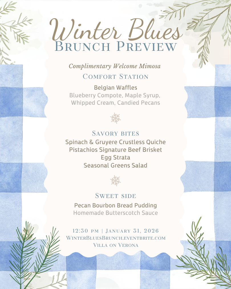 Menu for the Winter Blues Brunch